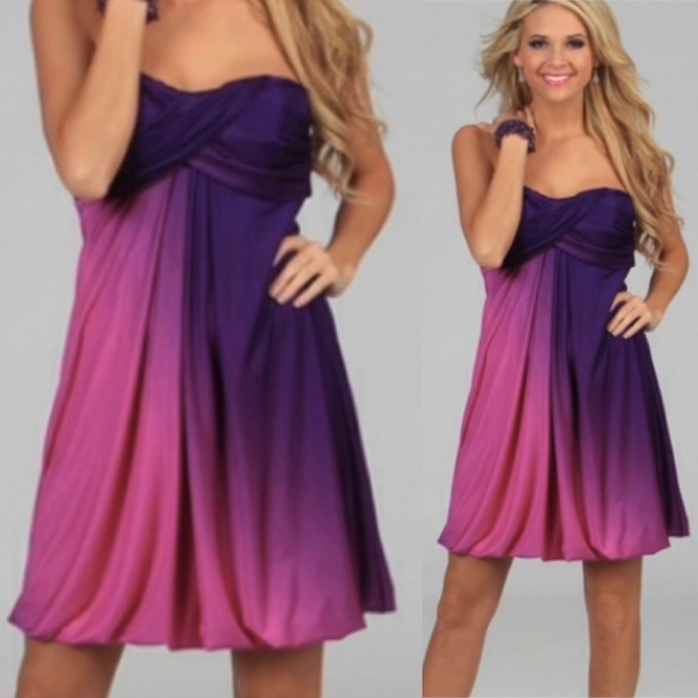 Xscape Ombré Bubble Strapless Party Dress